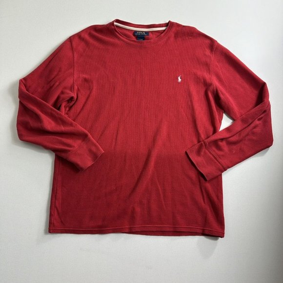 Polo Ralph Lauren‎ Men's Red Waffle Knit Thermal Longsleeve  Shirt Size Large - Picture 1 of 9